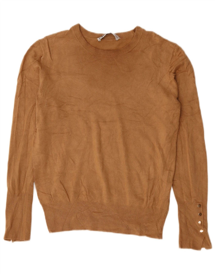 Damski sweter ZARA z dekoltem w łódkę UK 12 Średni brązowy wiskoza
