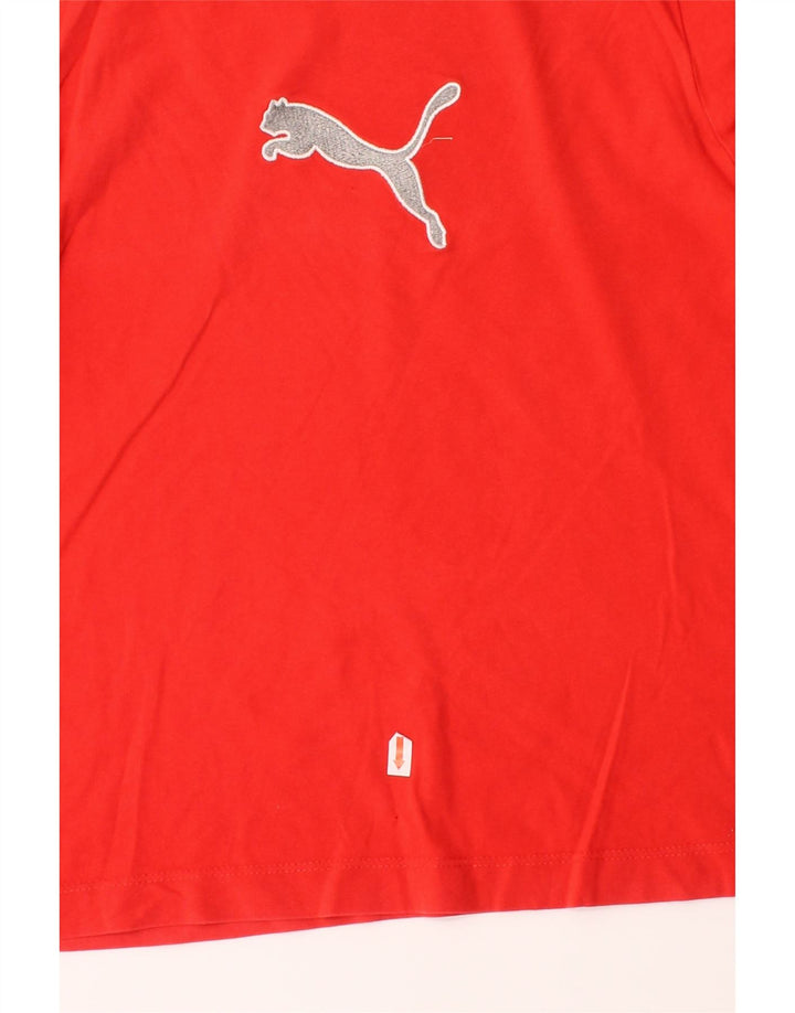 PUMA Boys Graphic Top Long Sleeve 7-8 Years Red Colourblock Cotton Vintage Puma and Second-Hand Puma from Messina Hembry 
