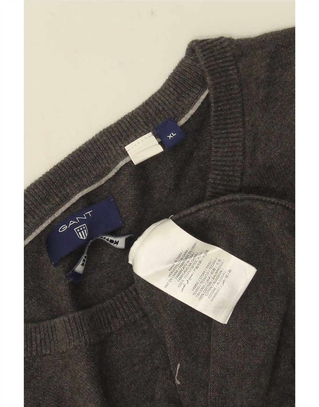 Męski sweter z okrągłym dekoltem Gant XL, szary, bawełniany