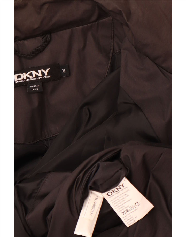 Dkny Męski ocieplany płaszcz z kapturem UK 42 XL, czarna bawełna