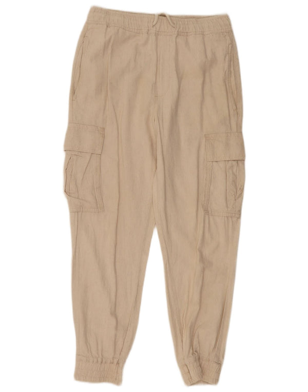 Spodnie damskie Zara Crop Joggers Cargo, małe W30 L25 Off White