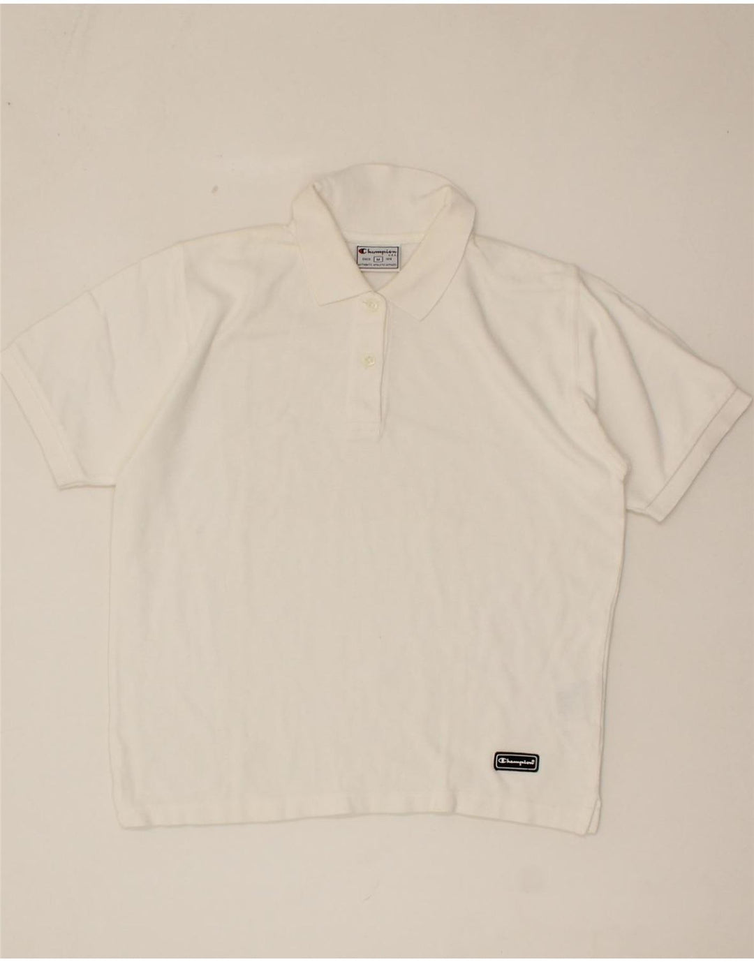 CHAMPION Womens Polo Shirt UK 14 Medium White Cotton Vintage Champion and Second-Hand Champion from Messina Hembry 