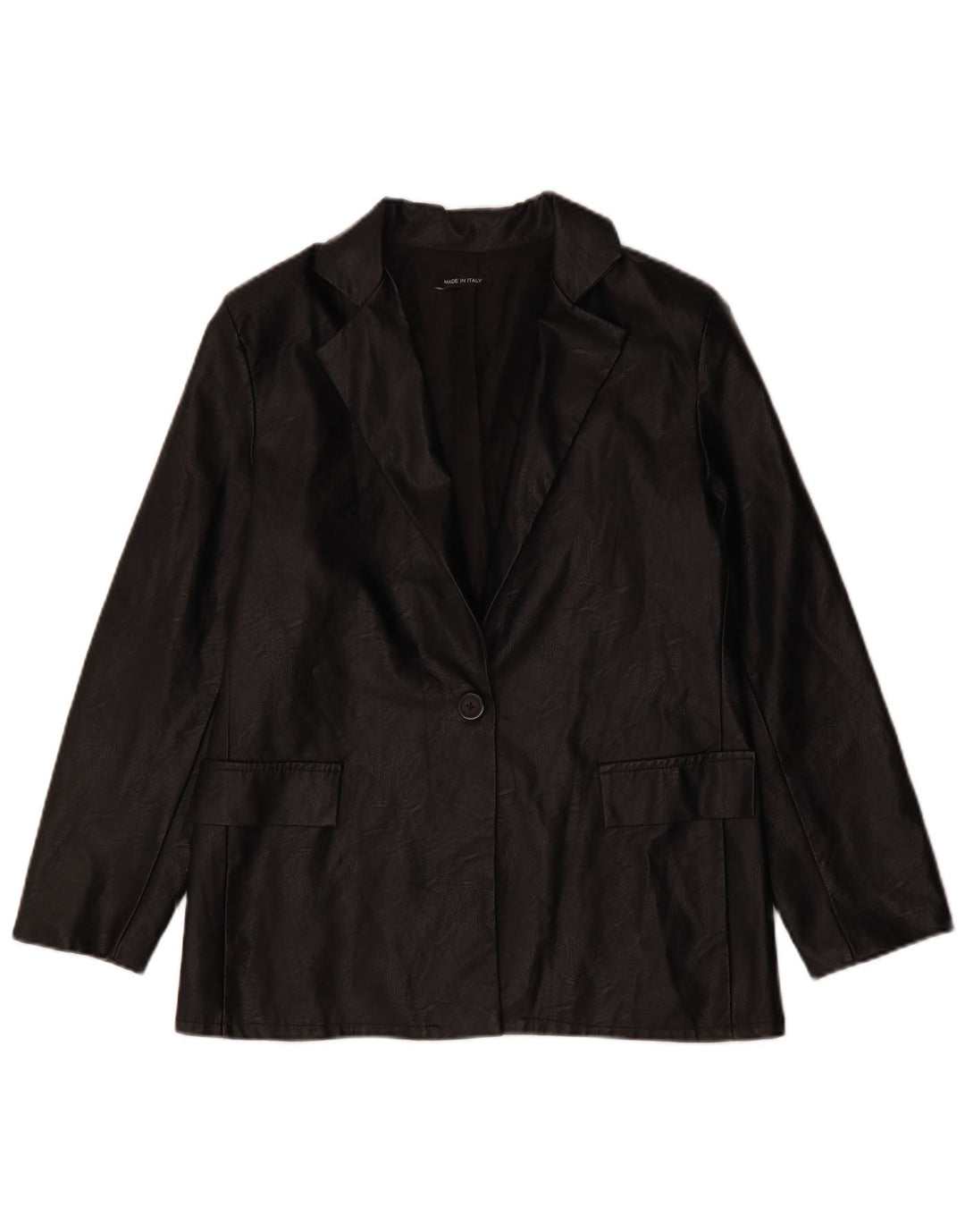 Damska marynarka ze sztucznej skóry VINTAGE zapinana na 1 guzik UK 12, średnia czarna