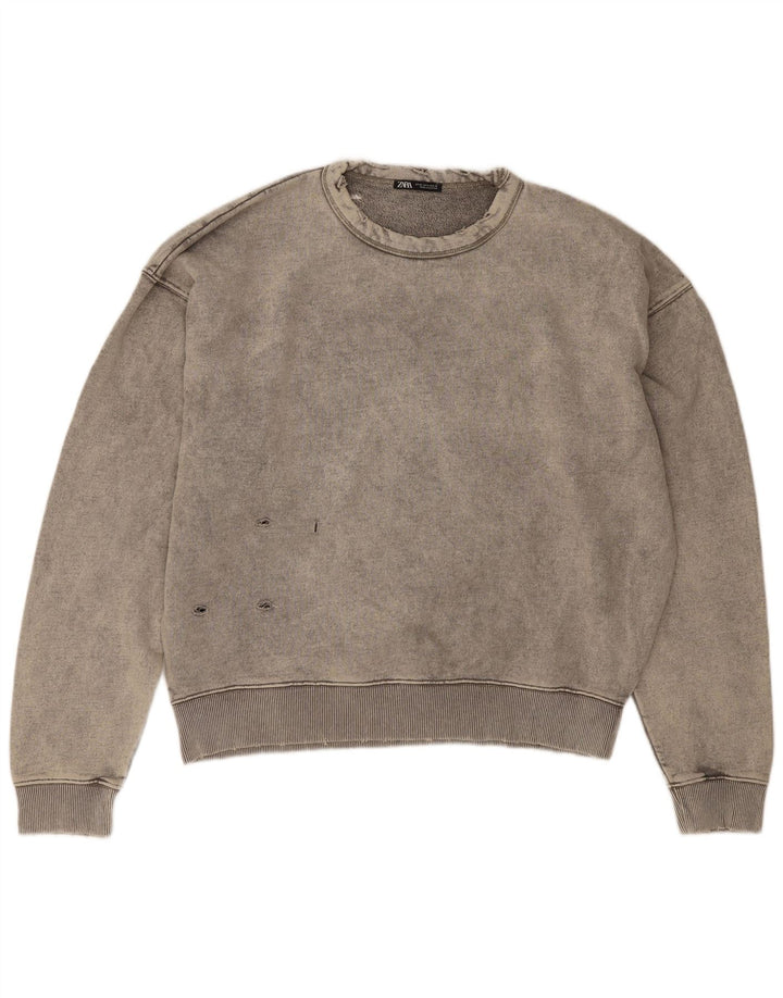 Męski sweter Zara XL, szary, bawełniany