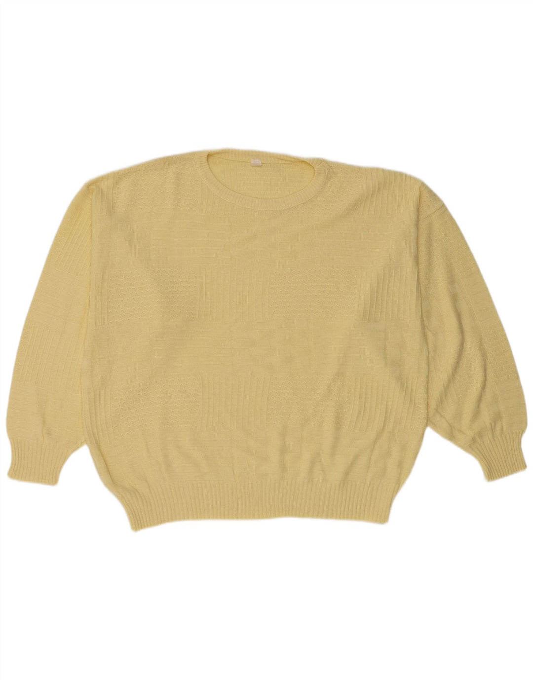 Vintage męski sweter z okrągłym dekoltem IT 50 średni żółty poliakryl