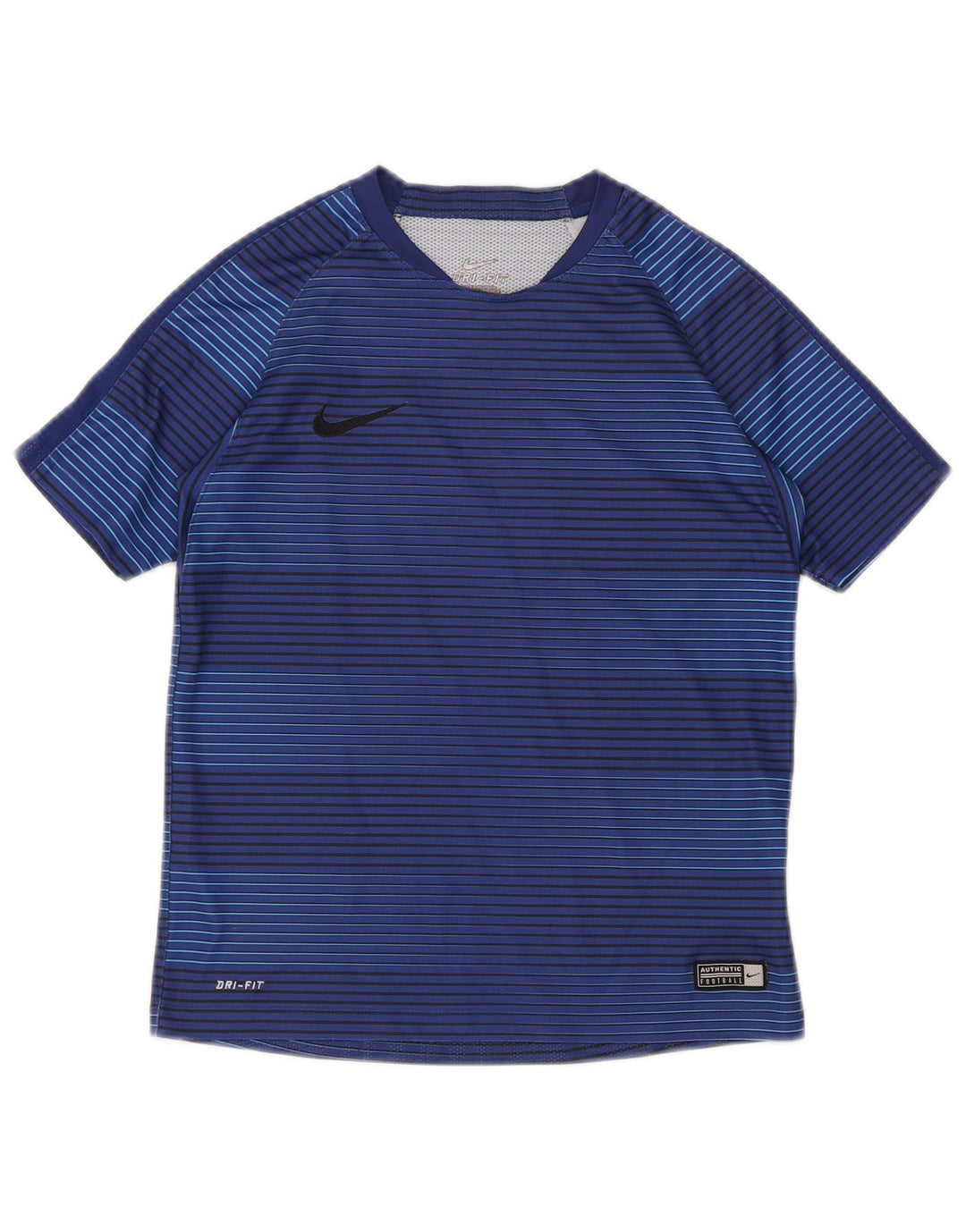 Chłopięcy t-shirt Nike Dri Fit na 10-11 lat, poliester w średnie niebieskie paski