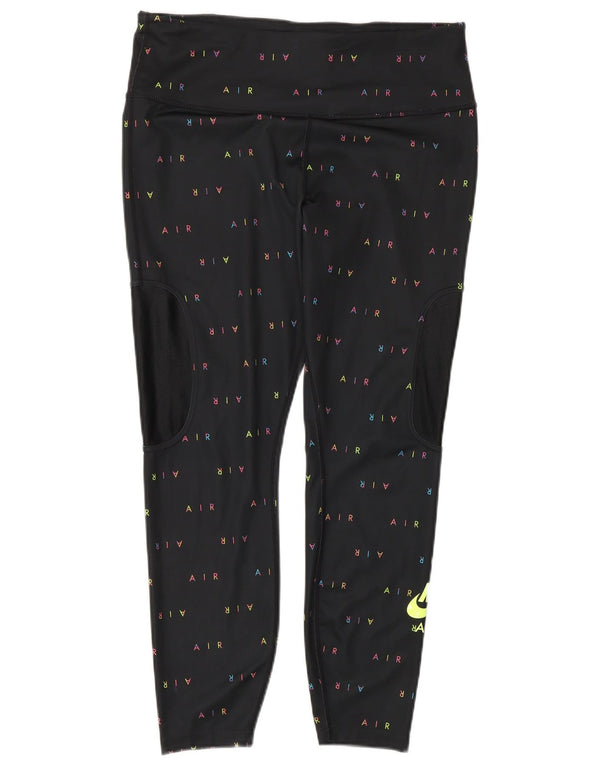 Damskie legginsy NIKE Dri Fit Crop Graphic UK 14, duże, czarne