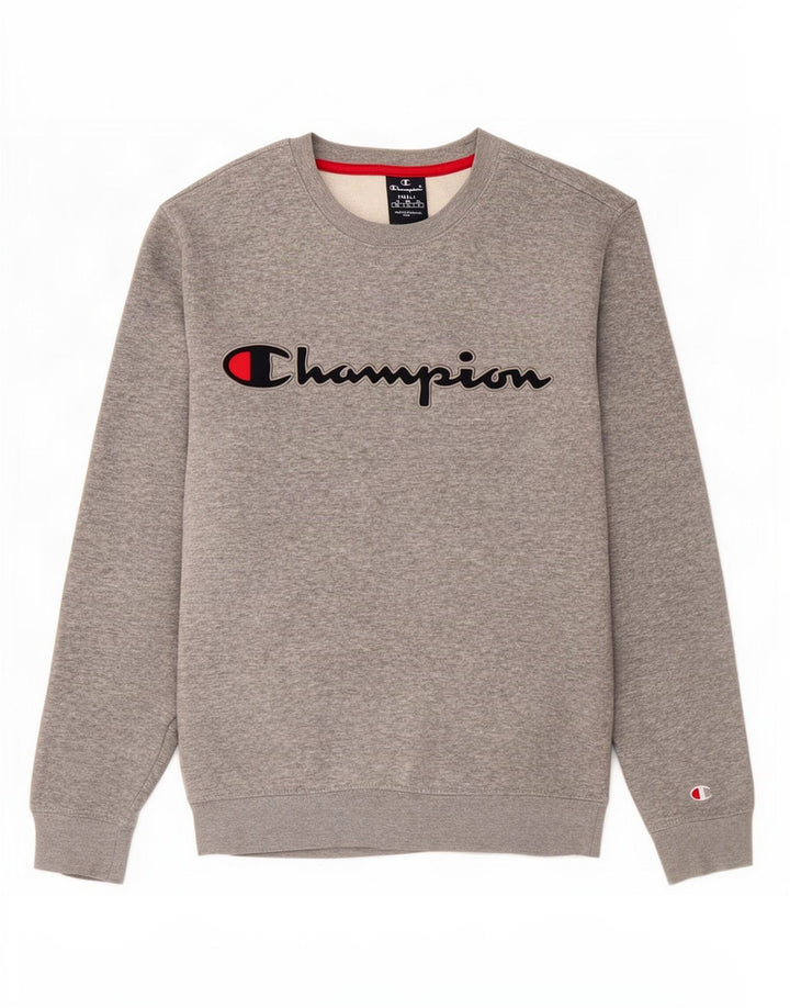 Męska bluza z grafiką Champion, mała, szara, nakrapiana bawełna