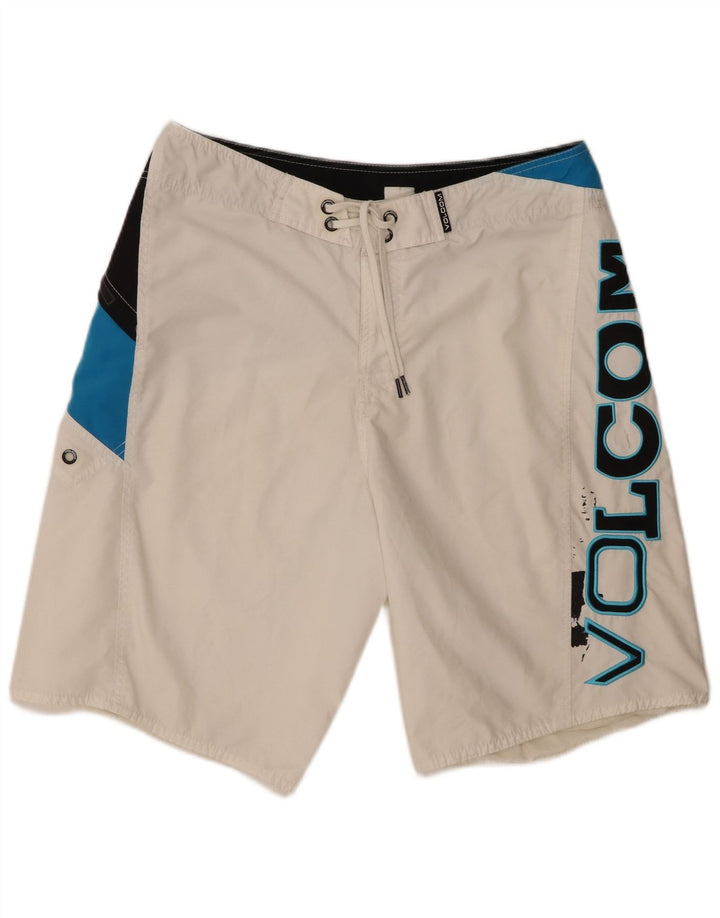 Męskie spodenki kąpielowe Volcom Graphic, duże, białe, z blokami kolorów