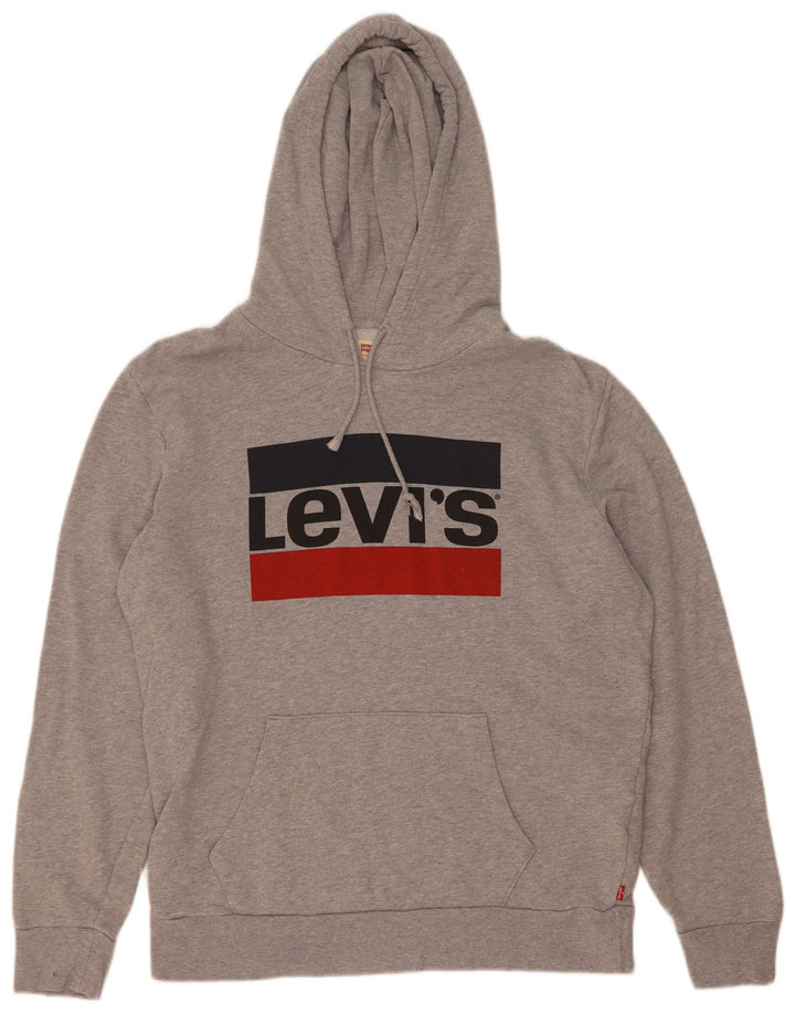 Męski sweter z kapturem z grafiką Levi's, średnioszary, bawełniany