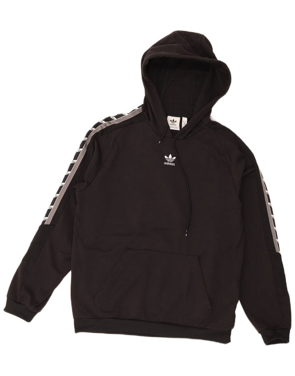 Męska bluza z kapturem Adidas z grafiką, średnia czarna, poliester z blokami kolorów