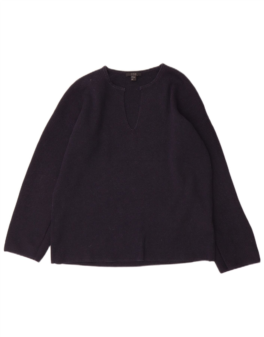 Cos Damski sweter oversize z dekoltem w kształcie litery V, UK 10, mały, granatowy, wełniany