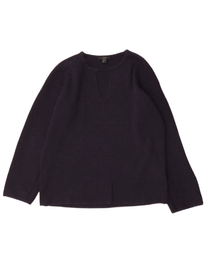 Cos Damski sweter oversize z dekoltem w kształcie litery V, UK 10, mały, granatowy, wełniany