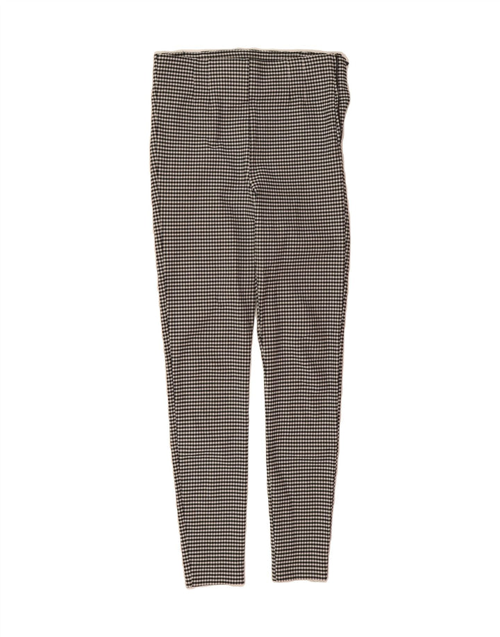 ZARA Womens Slim Casual Trousers Medium W28 L27 Black Houndstooth Viscose Vintage Zara and Second-Hand Zara from Messina Hembry 