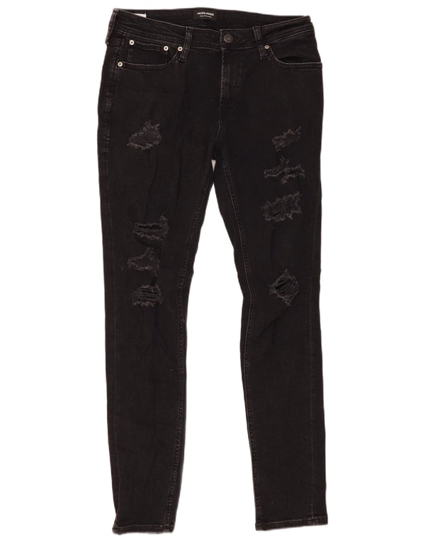 Męskie jeansy rurkowe Jack & Jones w trudnej sytuacji W32 L32, czarne, bawełniane