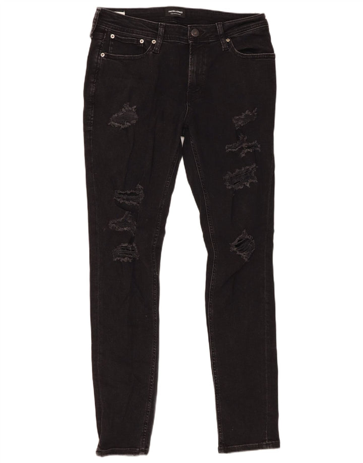 Męskie jeansy rurkowe Jack & Jones w trudnej sytuacji W32 L32, czarne, bawełniane