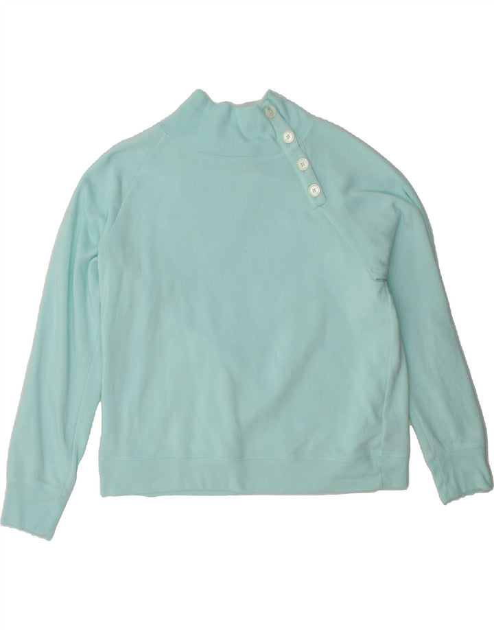 J. CREW Womens Oversized Button Neck Sweatshirt Jumper UK 16 Large Blue Vintage J. Crew and Second-Hand J. Crew from Messina Hembry 