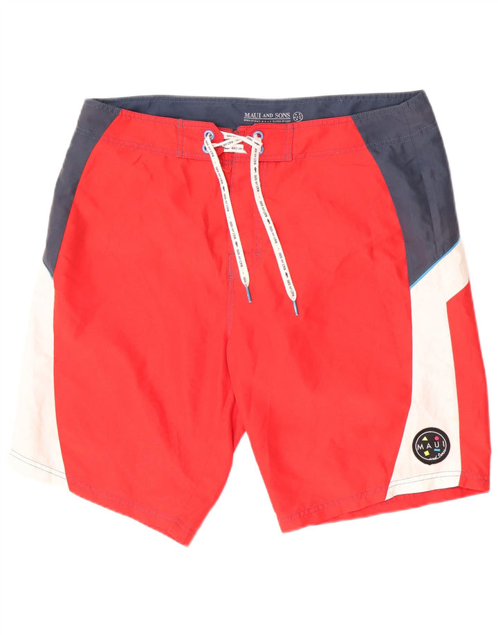 Męskie spodenki kąpielowe Maui and Sons XL, poliester w kolorze czerwonym