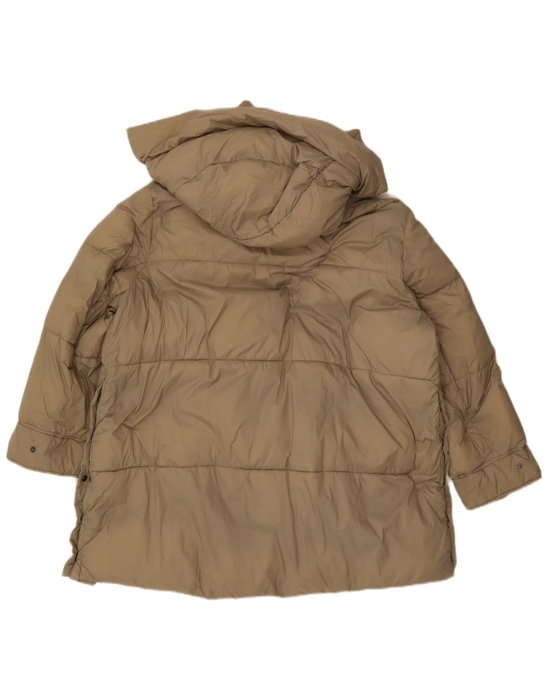 Damski płaszcz z kapturem, oversize, wyściełany Zara UK 18 XL, beżowy poliester