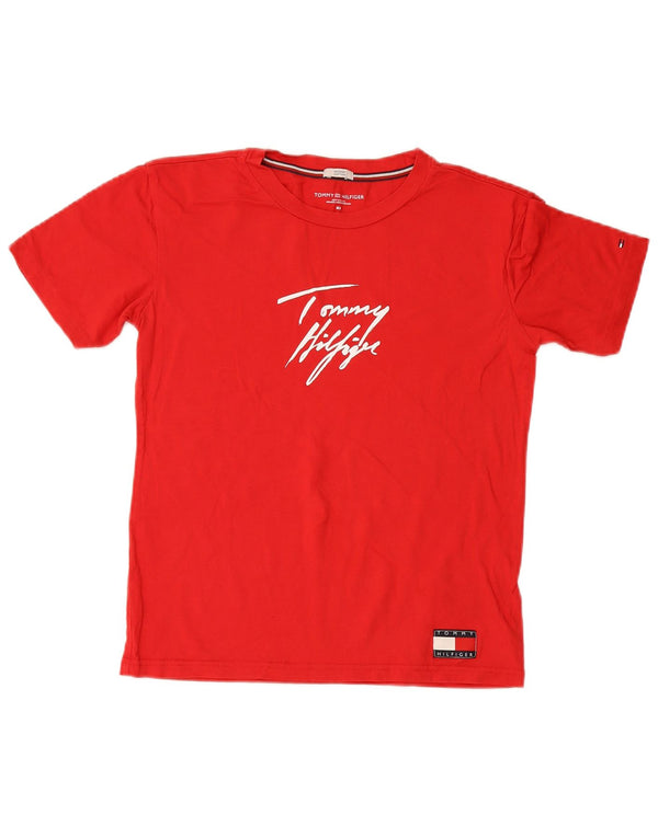 Damska koszulka graficzna Tommy Hilfiger Top UK 6 XS, czerwona bawełna