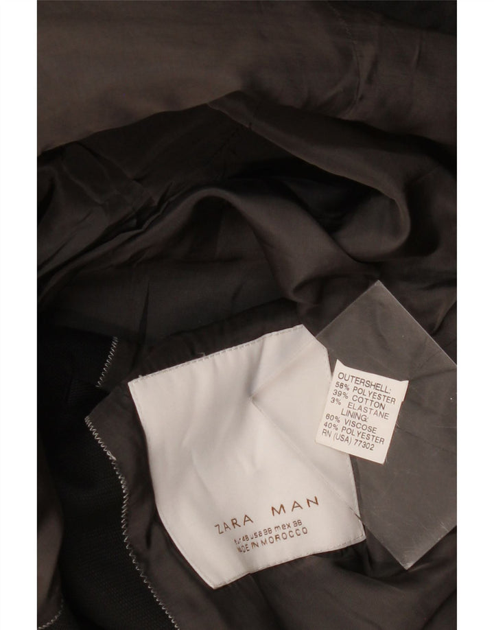 Męska marynarka ZARA zapinana na 2 guziki EU 48, średni czarny poliester