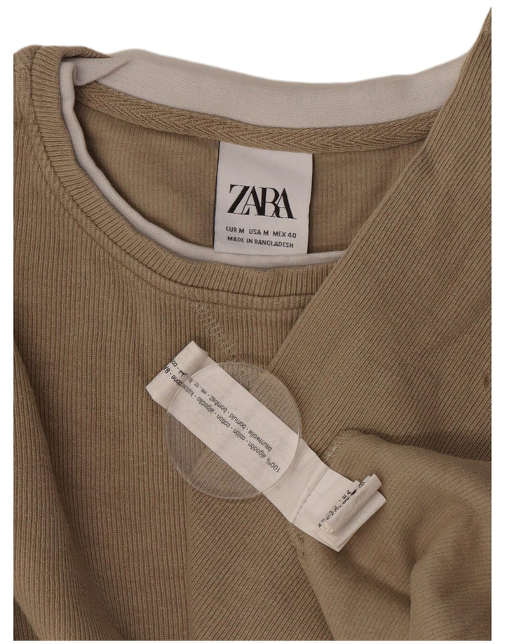 Męski top Zara z długim rękawem, średniobrązowy, bawełniany