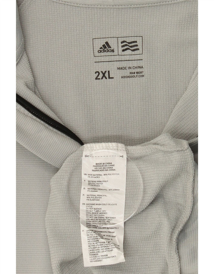 ADIDAS Mens Zip Neck Pullover Tracksuit Top 2XL Grey Polyester Vintage Adidas and Second-Hand Adidas from Messina Hembry 