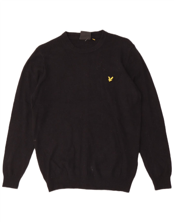 Męski sweter z okrągłym dekoltem Lyle & Scott, średni czarny, bawełniany