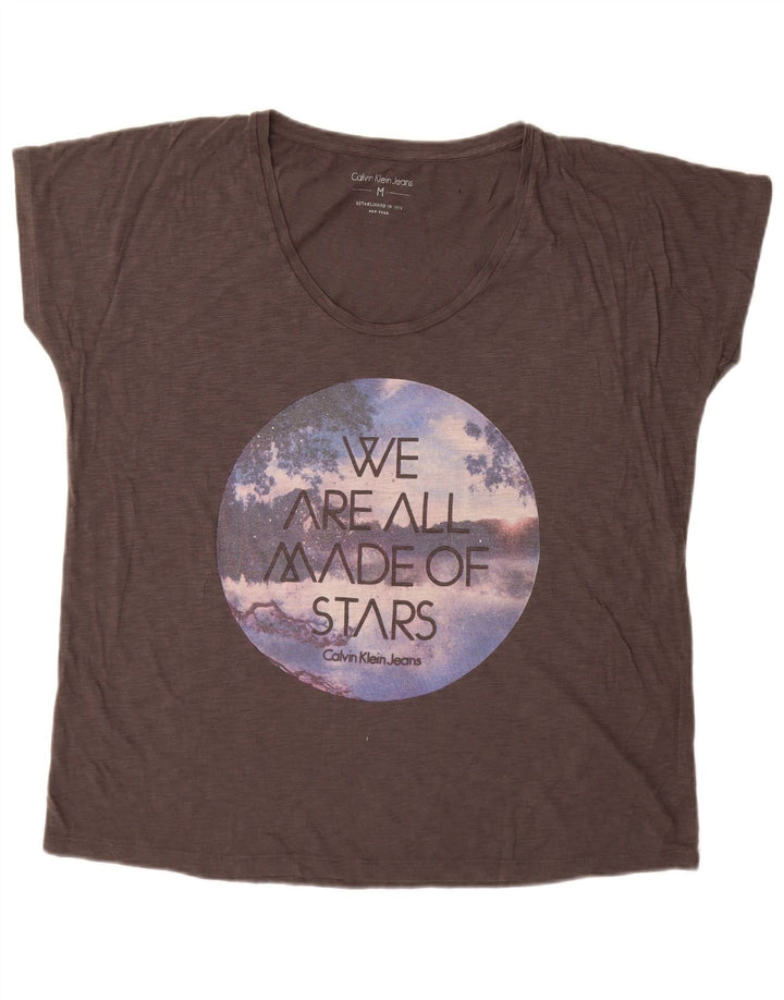 Damska koszulka oversize Calvin Klein Jeans z grafiką, UK 14, średnia szarość