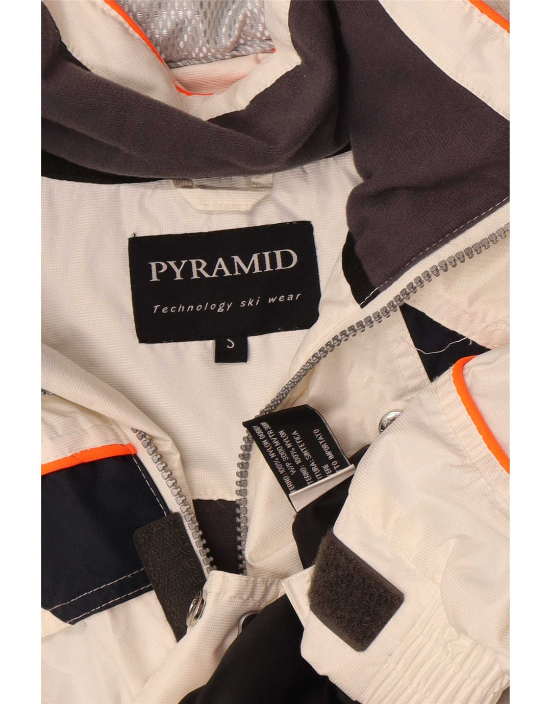 Męska kurtka narciarska z kapturem Pyramid UK 36 Small White Colorblock Nylon