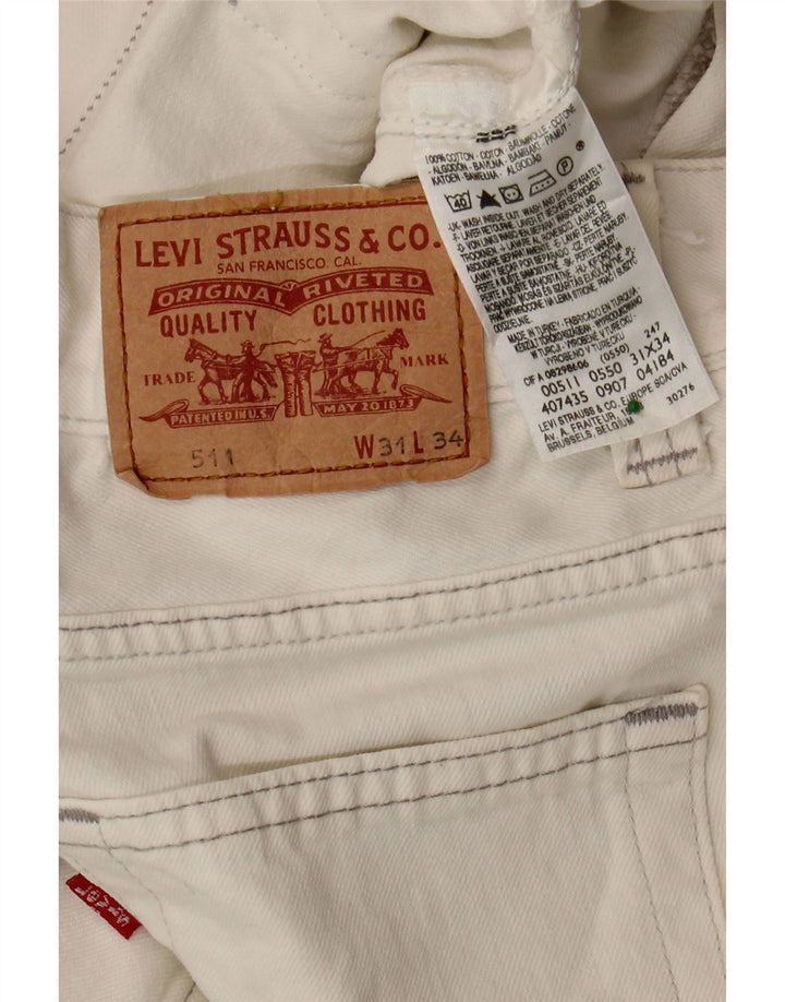 Męskie jeansy LEVI'S 511 W31 L34 w kolorze złamanej bieli, bawełniane