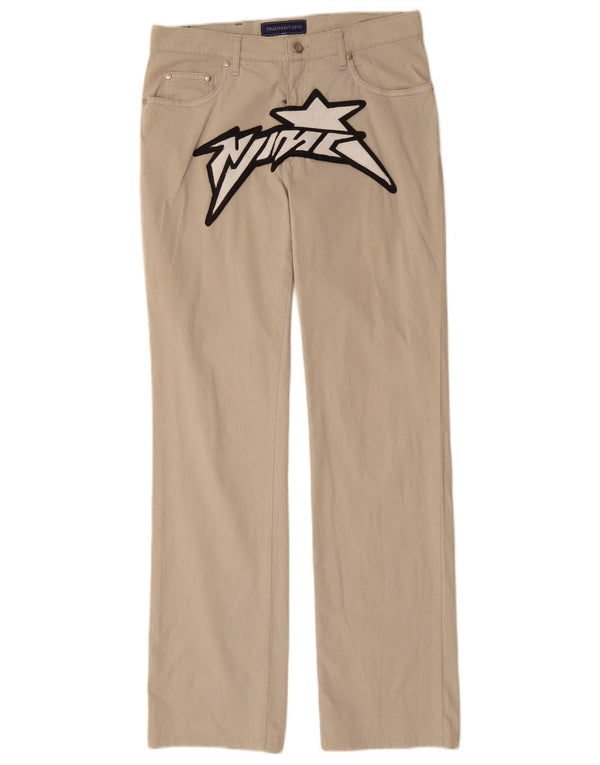 Męskie proste spodnie codzienne Trussardi W29 L31 Beżowa bawełna