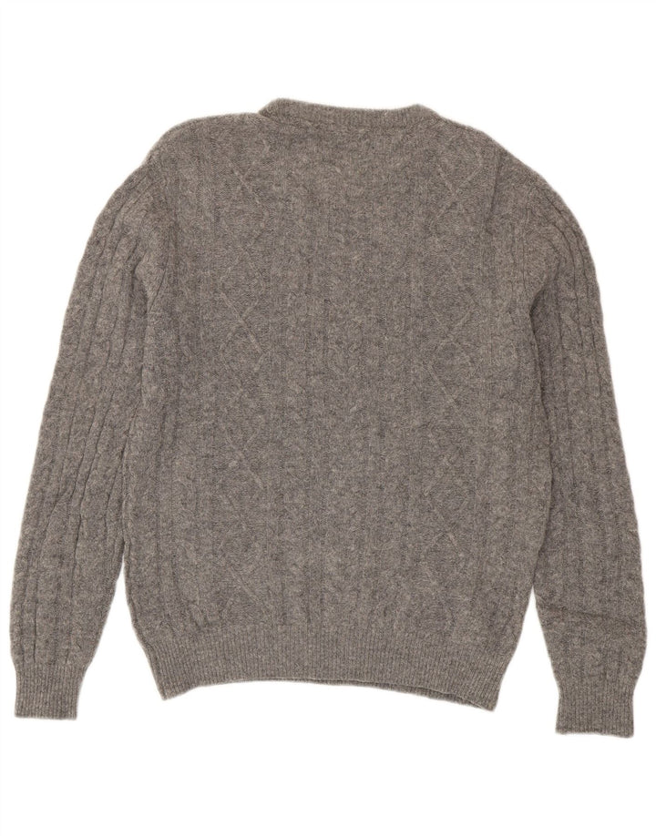 Jack Wills Męski sweter z okrągłym dekoltem, mały, szary, z wełny merynosów