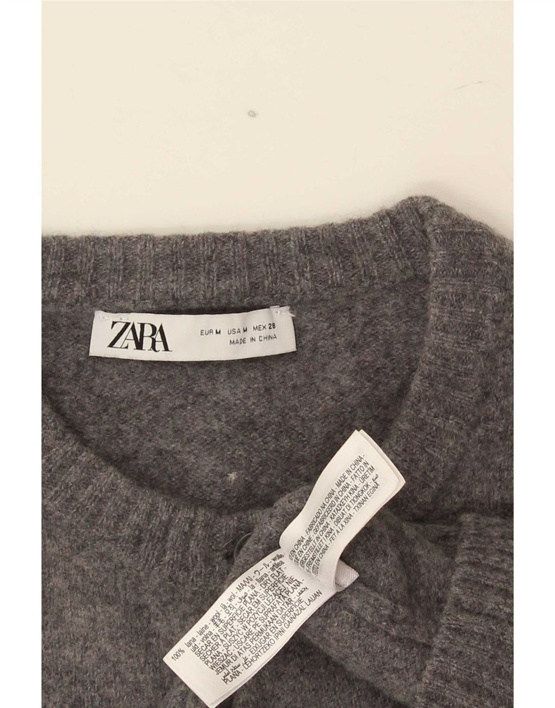 Sweter damski Zara Crop Cardigan UK 12 Średni szary wełniany