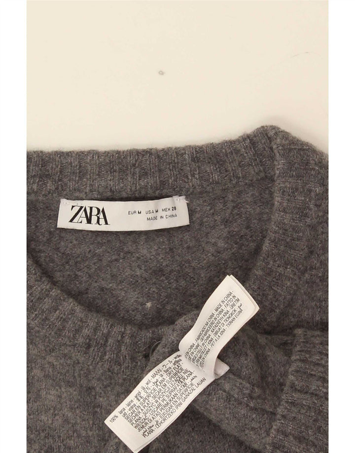 Sweter damski Zara Crop Cardigan UK 12 Średni szary wełniany