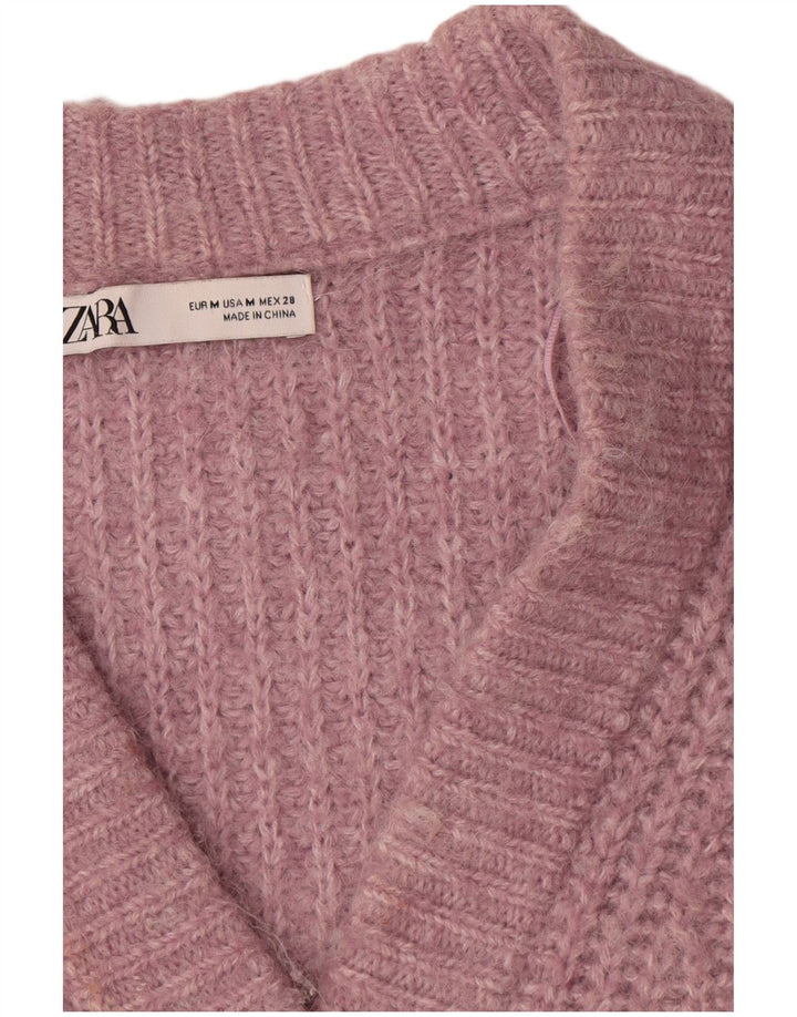 Damski sweter oversize Zara UK 14, średni różowy poliester