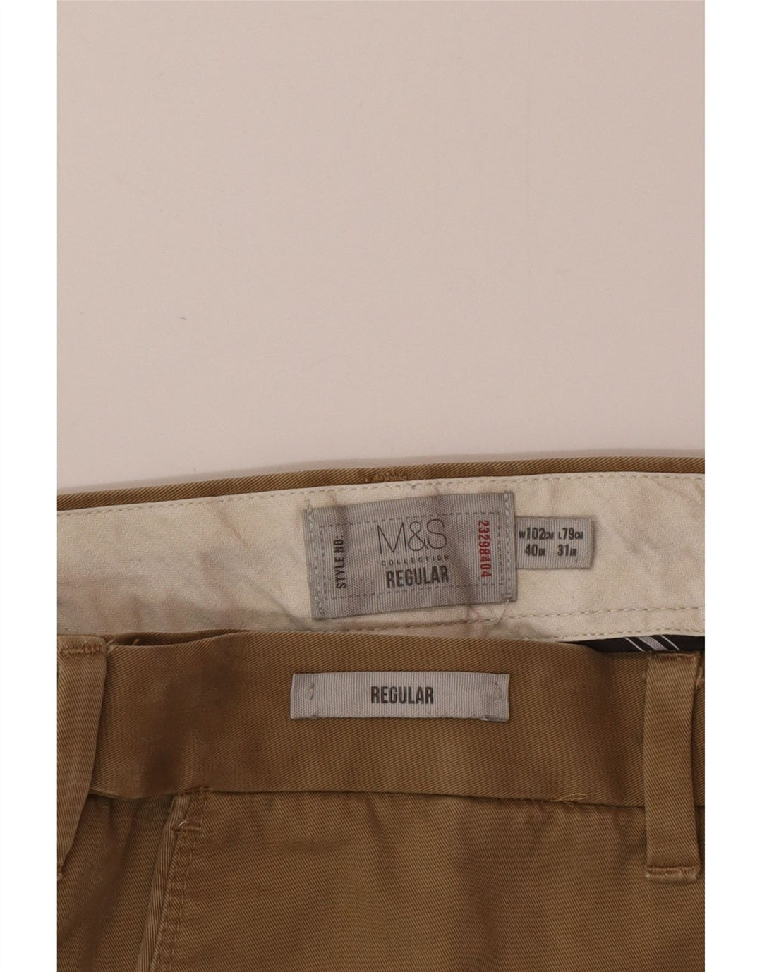 Męskie spodnie typu chino Regular Marks & Spencer W40 L31 Brązowa bawełna