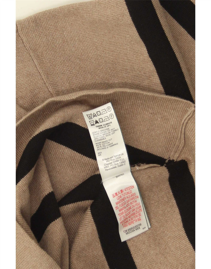 Marks & Spencer Damski sweter z okrągłym dekoltem UK 12 w średnie beżowe paski