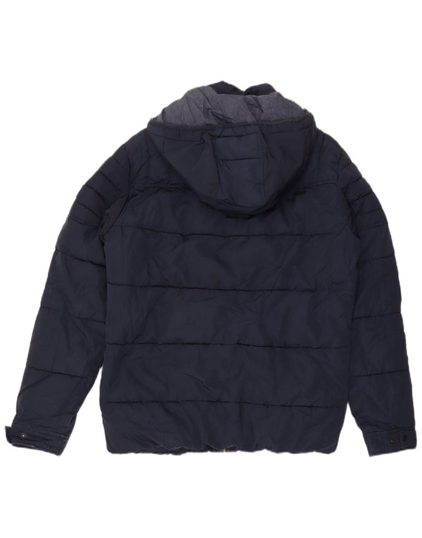 Męska ocieplana kurtka z kapturem Jack & Jones UK 40, duża, granatowa