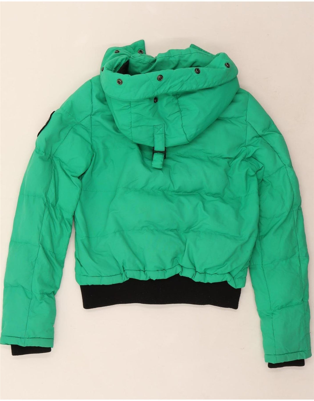 Damska kurtka Superdry z kapturem, oversize, wyściełana UK 8, mała, zielona, z blokami kolorów