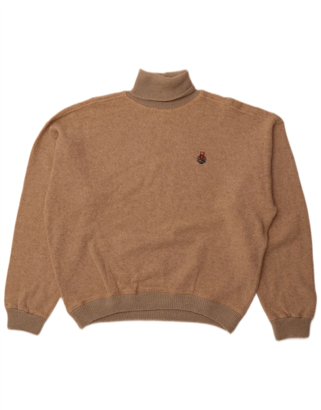 Damski sweter oversize VINTAGE z okrągłym dekoltem UK 18 XL, beżowa wełna