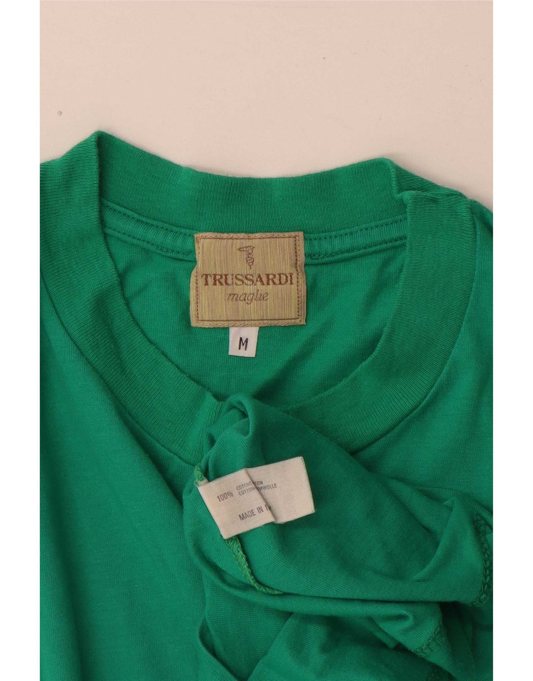 Męska koszulka z grafiką Trussardi Top, średnia, zielona bawełna