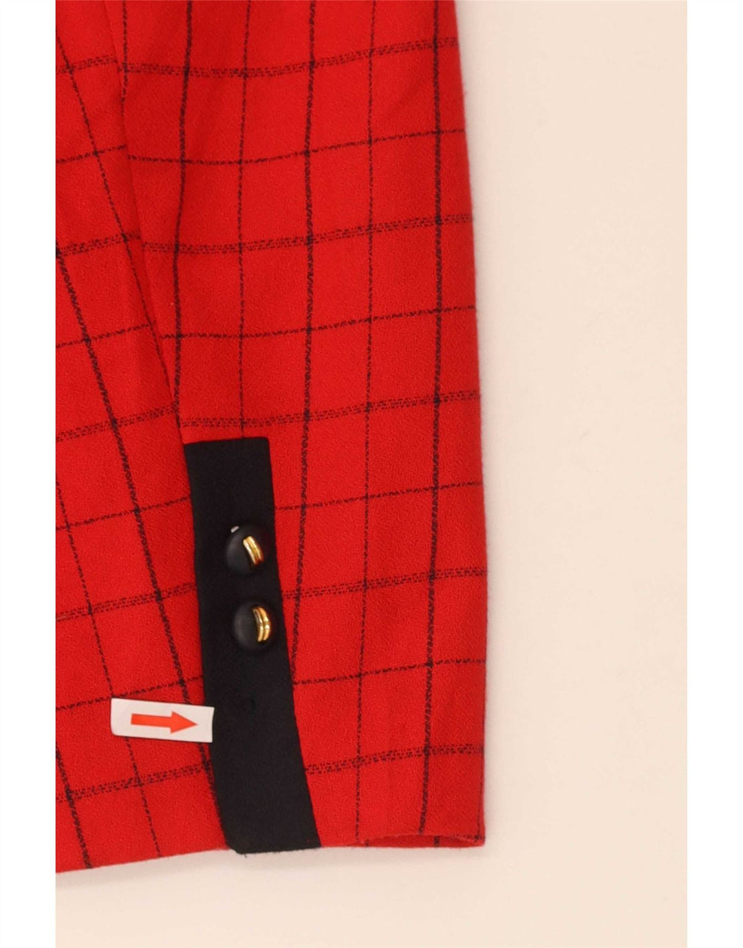 Vintage damska marynarka zapinana na 4 guziki US 12, duża, czerwona, poliestrowa kratka