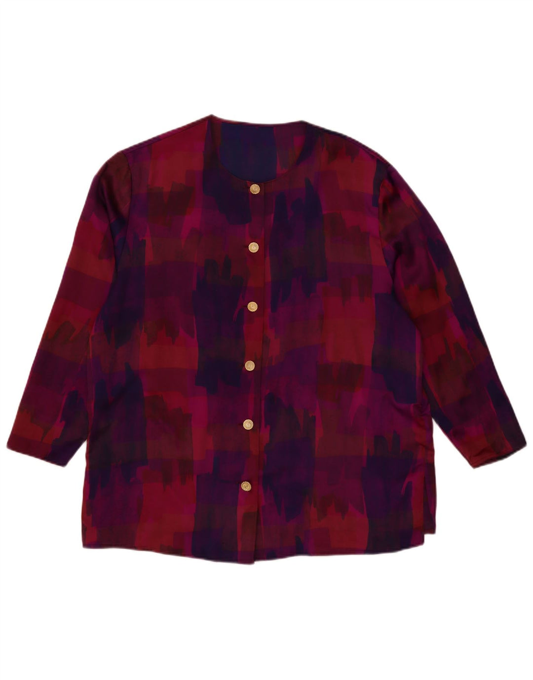 Damska bluzka koszulowa VINTAGE z abstrakcyjnym wzorem 3/4, UK 18 XL, fioletowa