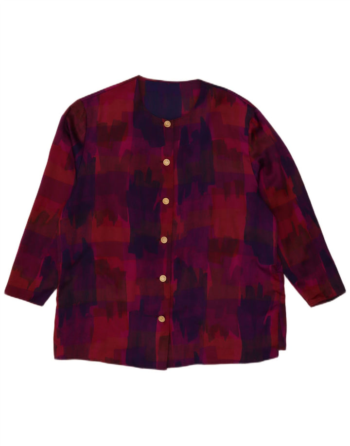 Damska bluzka koszulowa VINTAGE z abstrakcyjnym wzorem 3/4, UK 18 XL, fioletowa