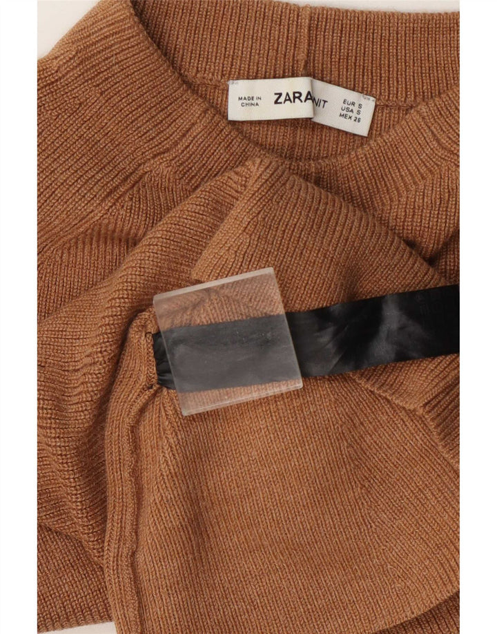 Damski sweter z golfem Zara UK 10 Mały brązowy akryl