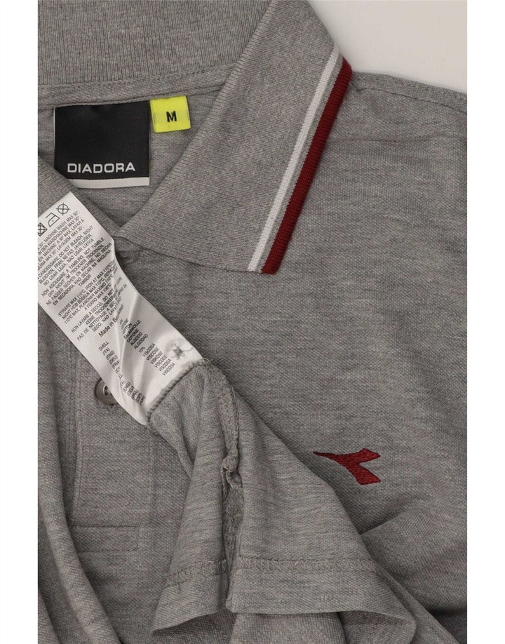 Męska koszulka polo Diadora o regularnym kroju, średnioszara, bawełniana