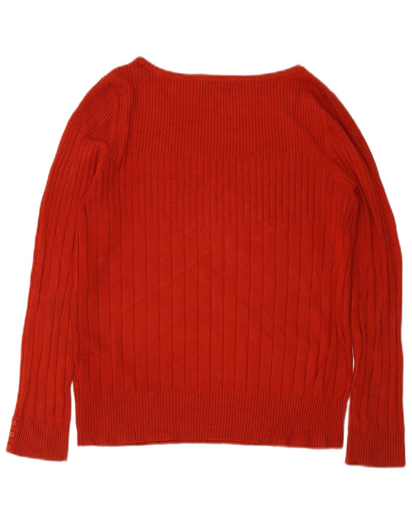 Marks & Spencer Damski sweter z dekoltem w łódkę UK 16, duży, czerwony, wiskoza