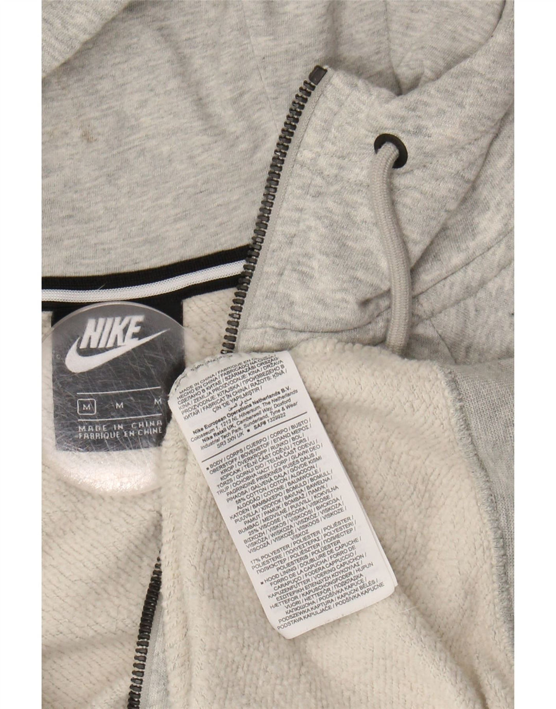 NIKE Womens Zip Hoodie Sweater UK 14 Medium Grey Cotton