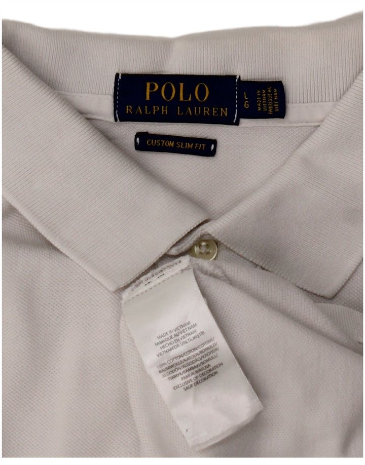 POLO RALPH LAUREN Męska koszulka polo slim fit, duża, biała, bawełniana